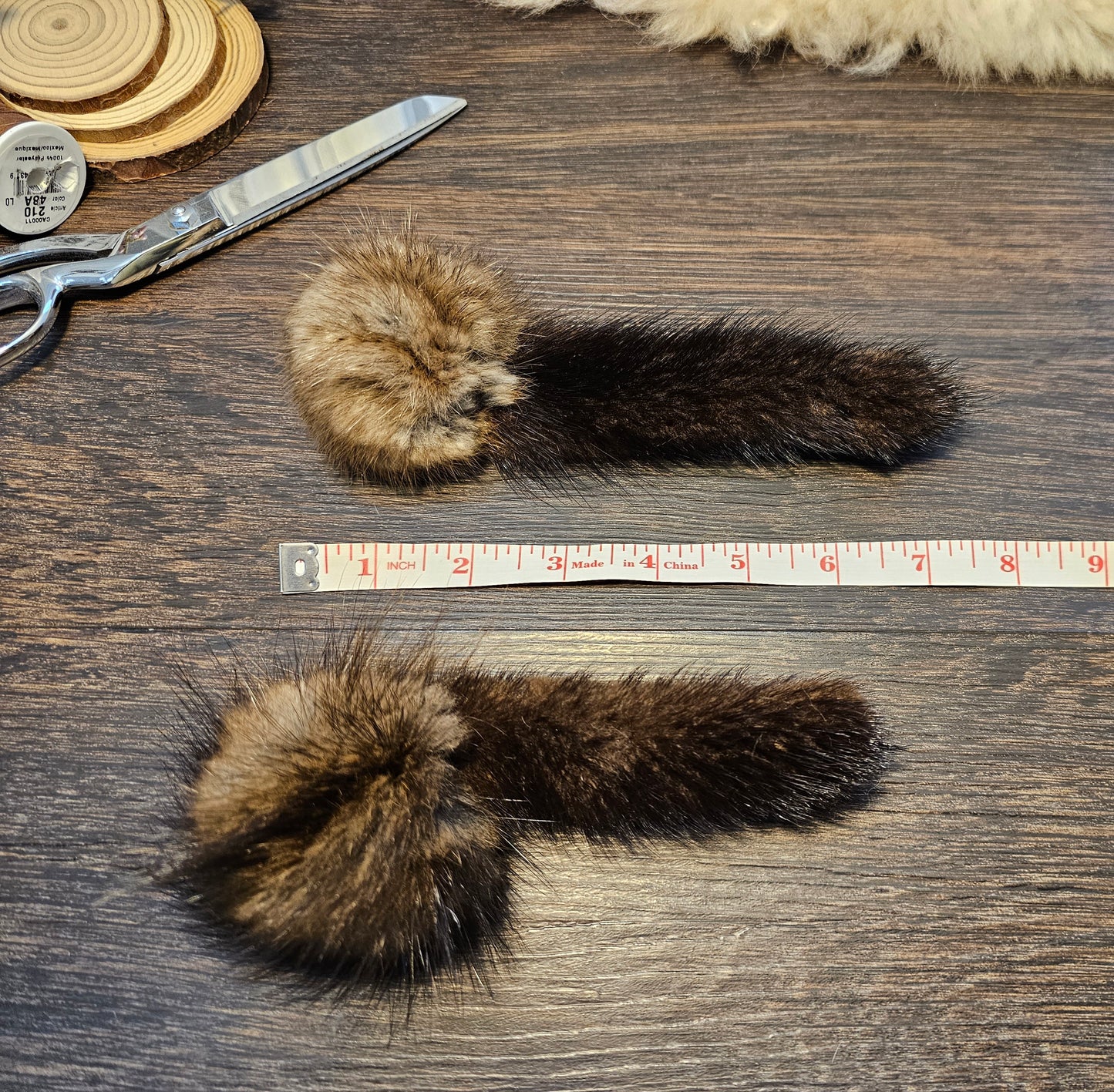 Handmade Muskrat Fur Ball Cat Toy with Mink Tail - Catnip Option